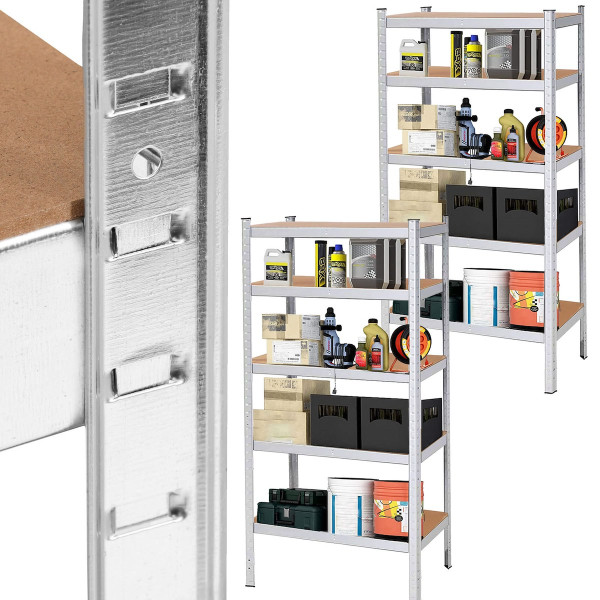 Regały metalowe z 5 półkami 2 szt. magazynowe 150x75x30cm