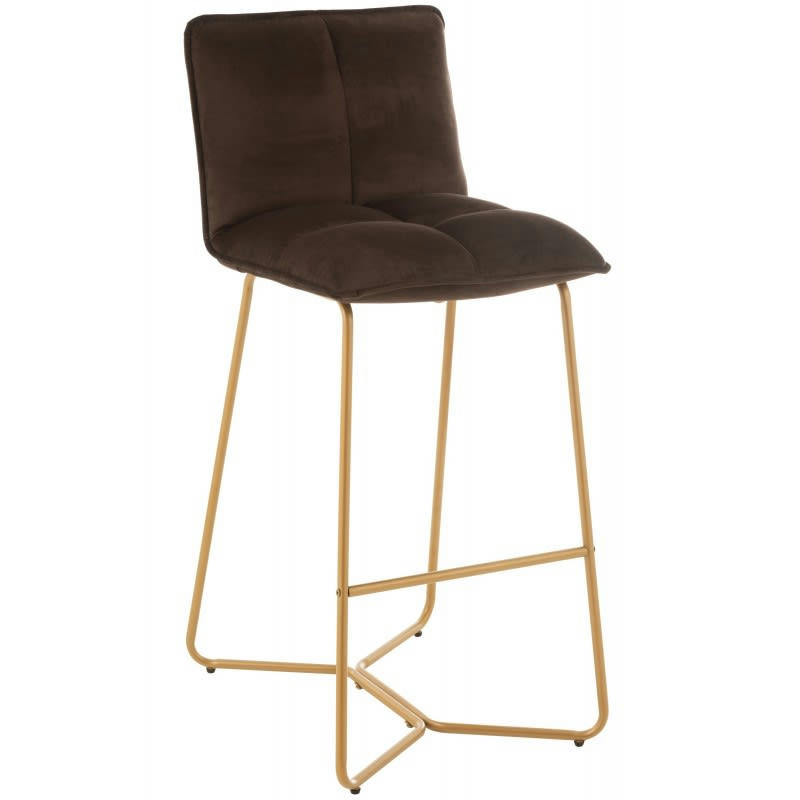 PIERRE - Chaise de bar en pierre métal/textile marron foncé
