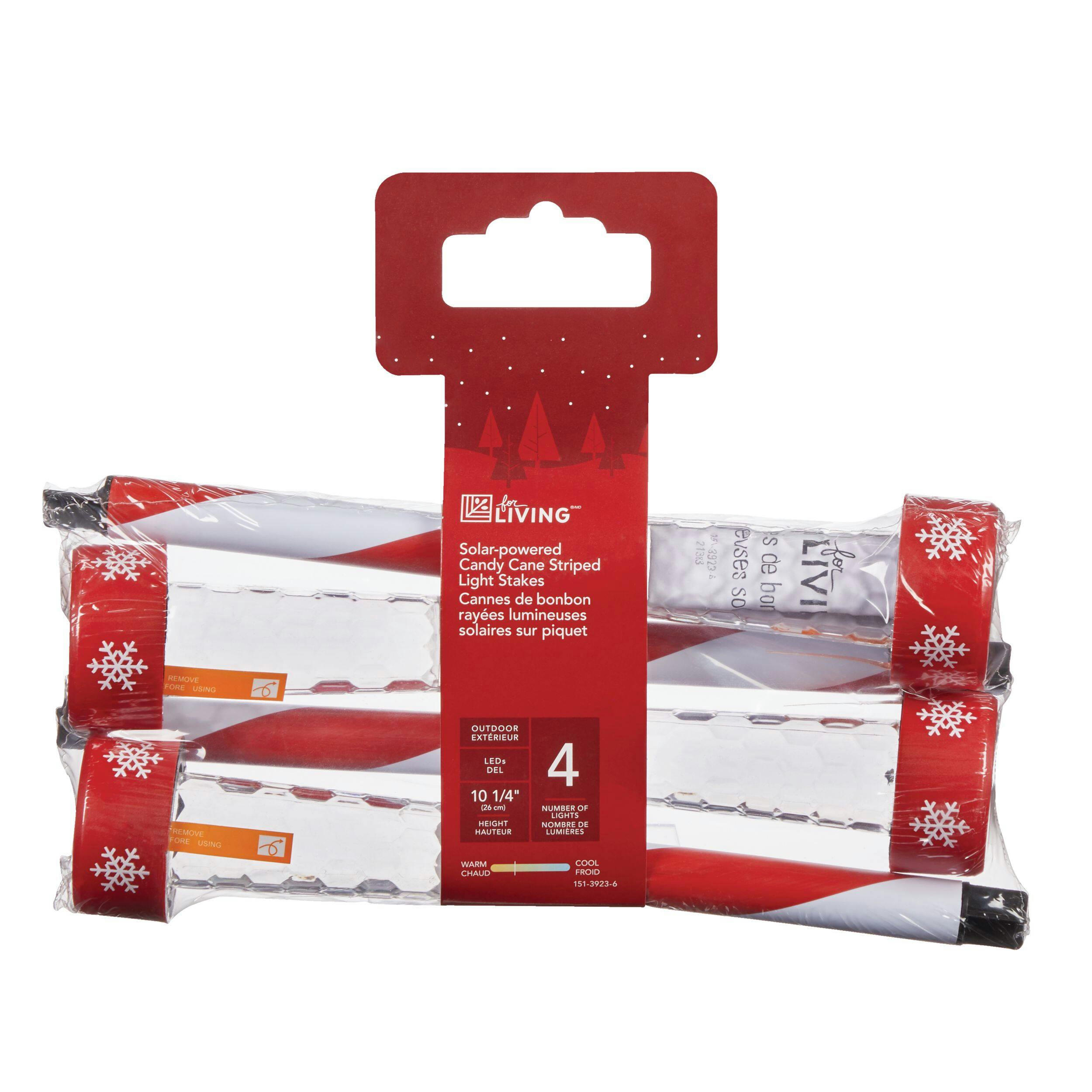 For Living Solar Candy Cane Stakes, 4-Pack