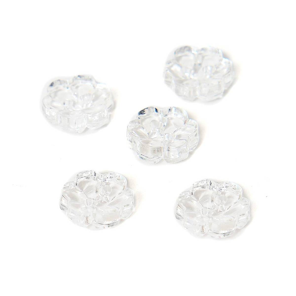 Hemline Clear Novelty Flower Button 5 Pack