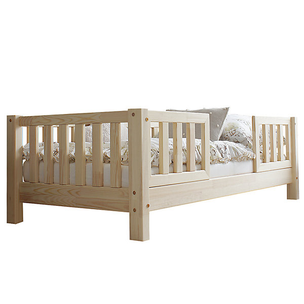 Lit 90x200 barrières et sommier inclus pieds 10 cm Agnès Bois