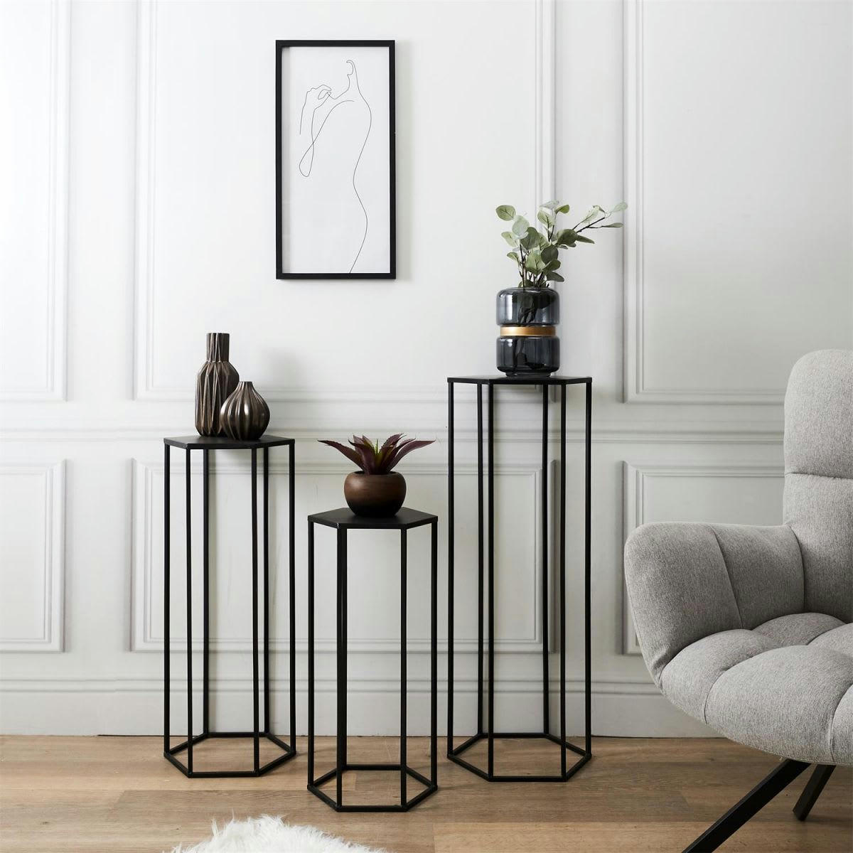 RAZZA - Lot  de 3 sellettes gigognes métal noir