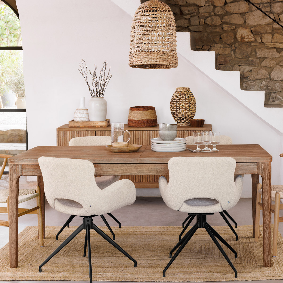 Extendable dining table "Sabor" Acacia, L.180-260 cm