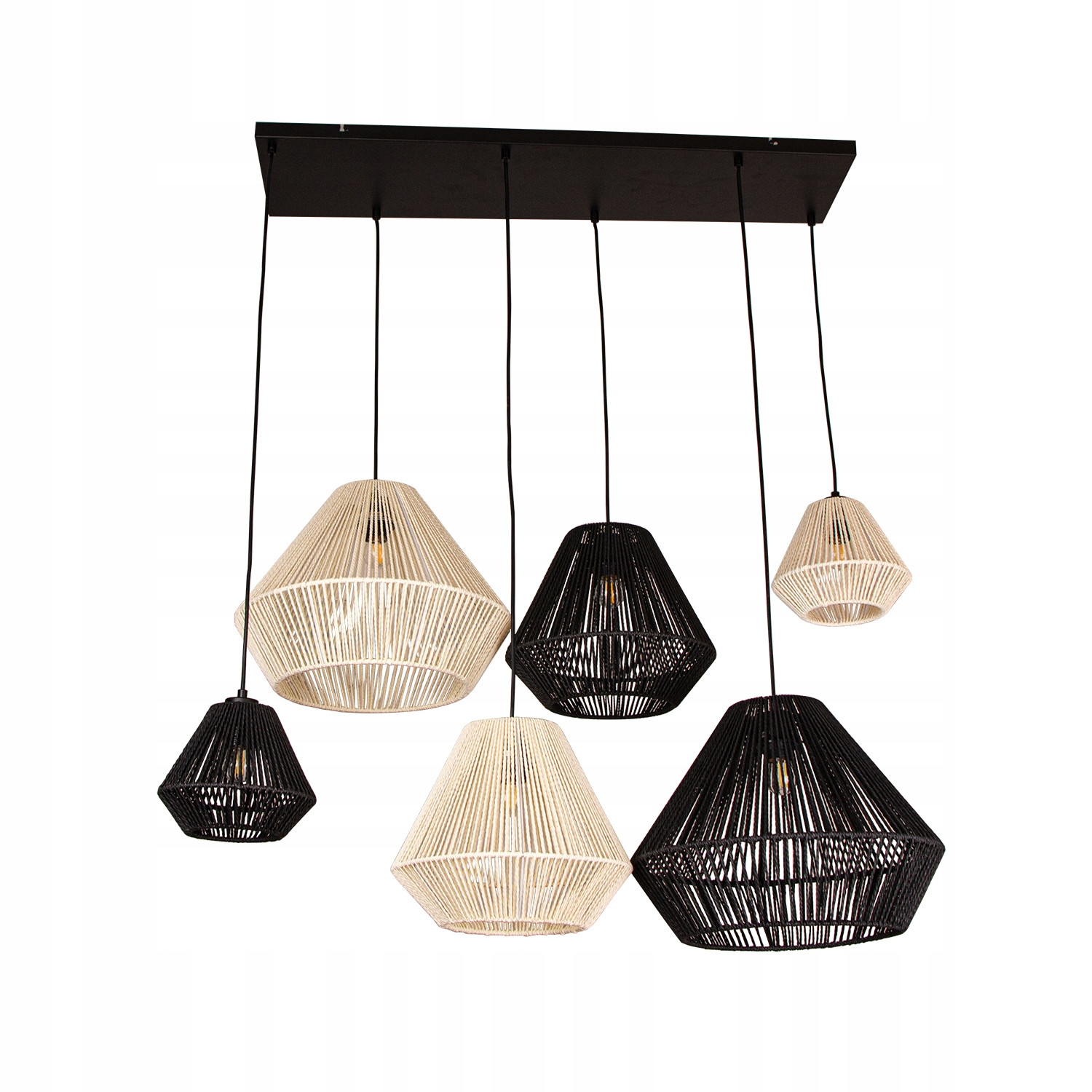 Lampa Sufitowa Wisząca Bambus BOHO Rattan Drewno Loft