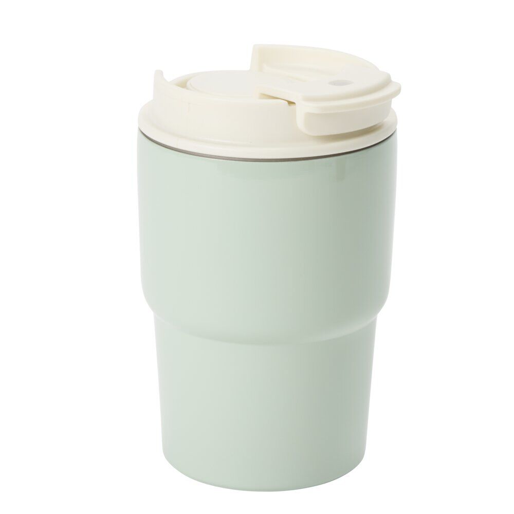 Mug de transport isotherme 350ml inox et plastique Ø8,5xH14cm (2 modèles)