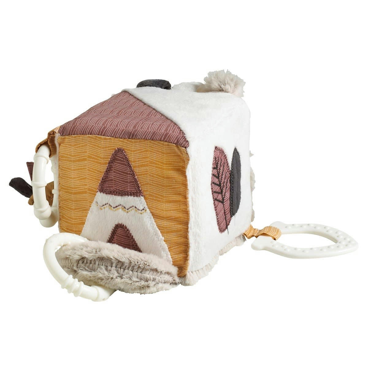 TIMOUKI - Cube d'activité bébé en velours beige