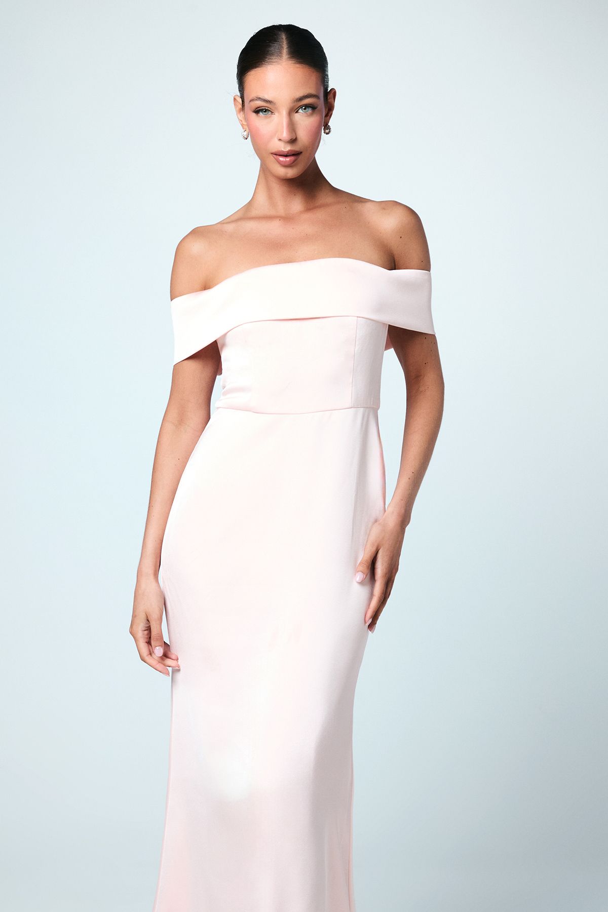 Coast Satin Bardot Maxi Bridesmaid Dress