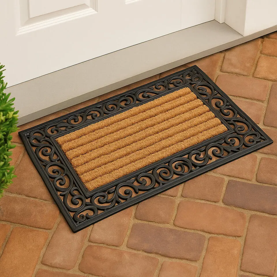 Sorx Deurmat - kokos en PVC - klassiek - bruin - 75 x 45 cm