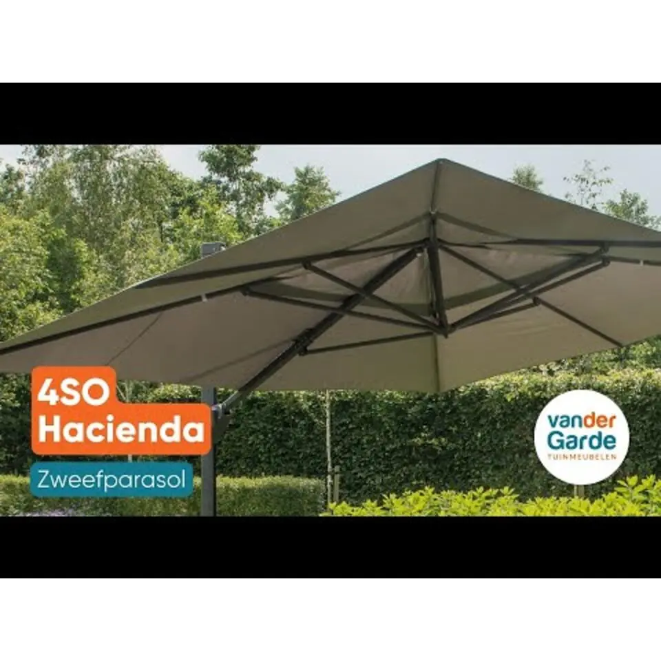 4-Seasons Hacienda zweefparasol 300 x 400 cm. Woodlook - Charcoal