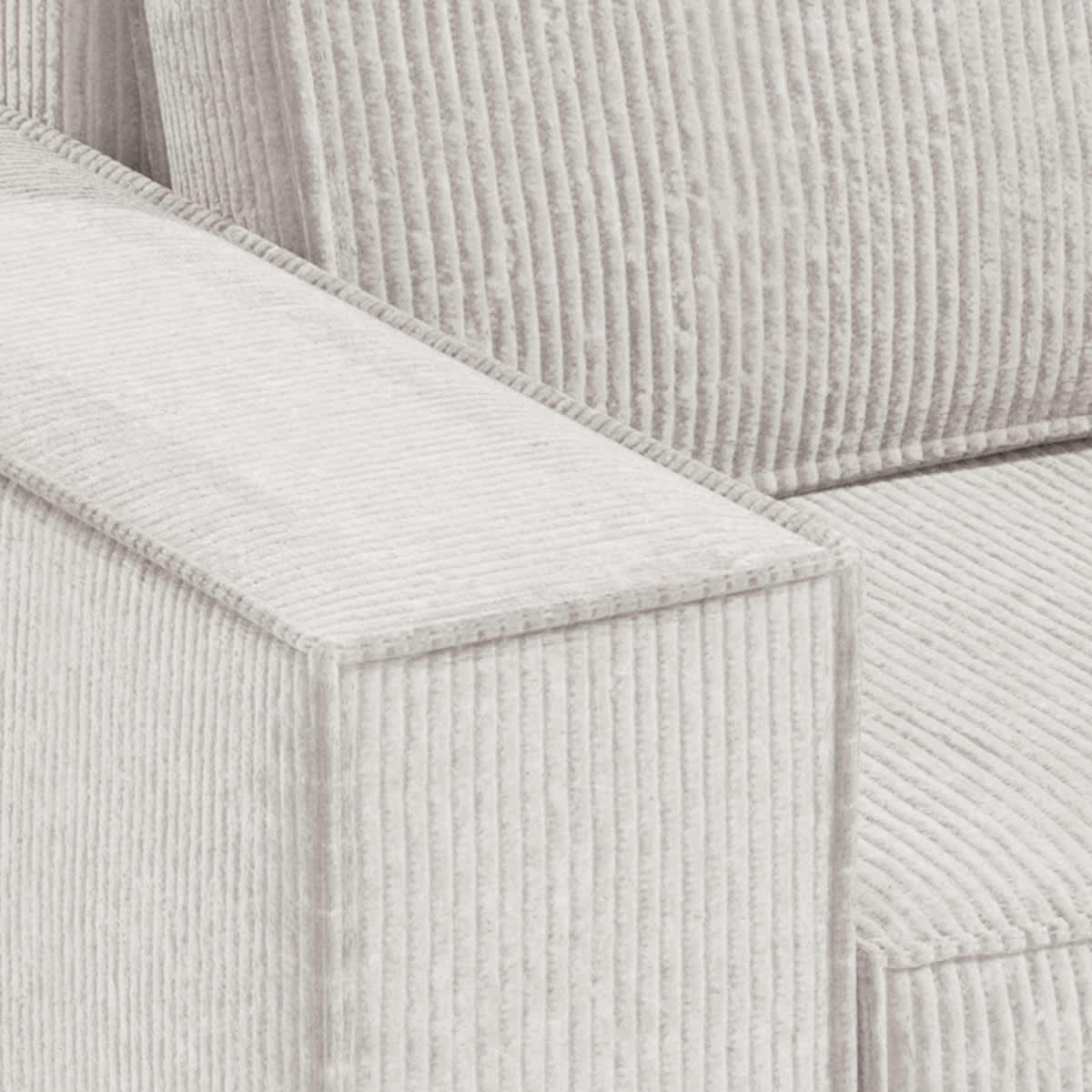 - Canapé d'angle 3 places velours côtelé blanc