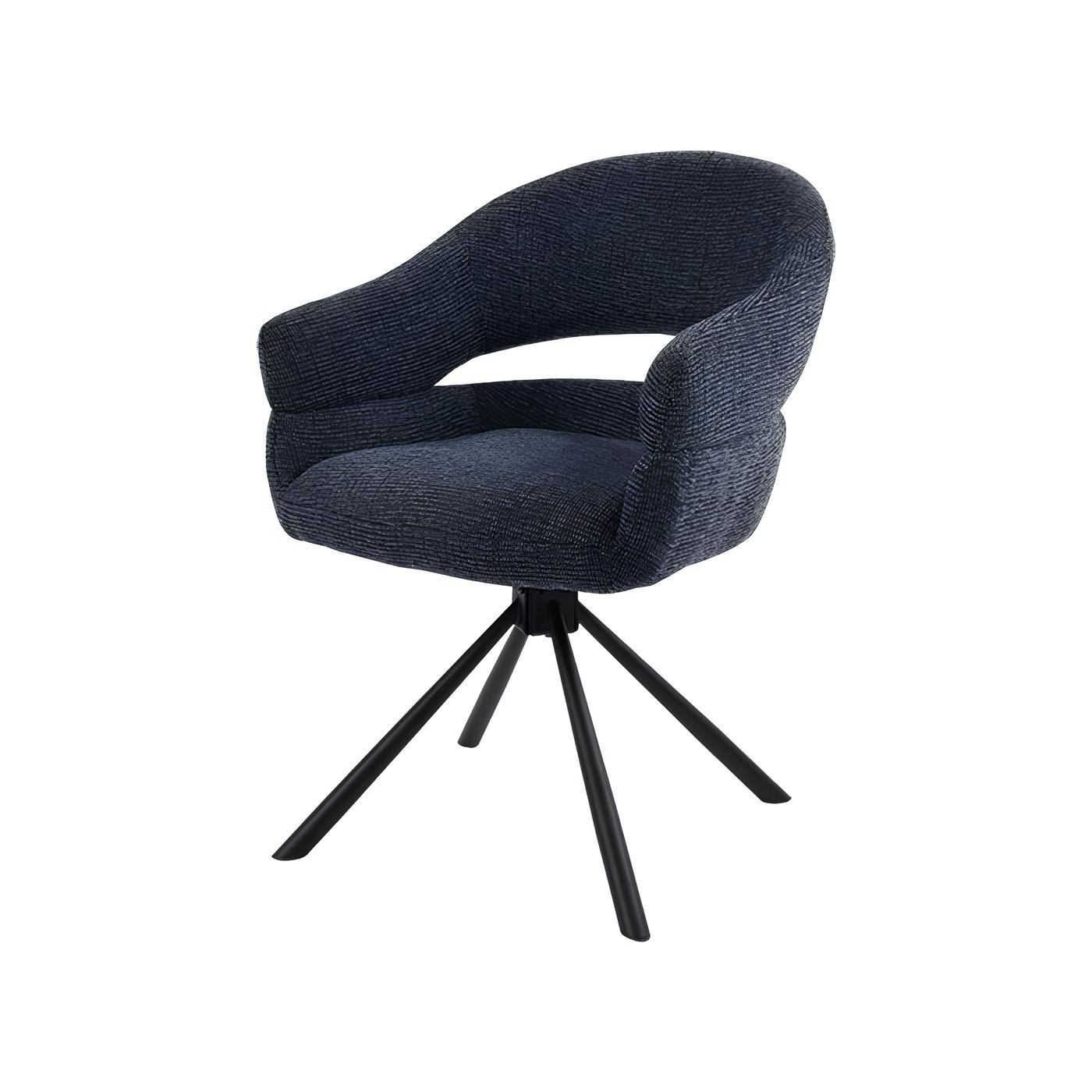 Fauteuil de table pivotant bleu à dos ouvert (lot de 2) IENA