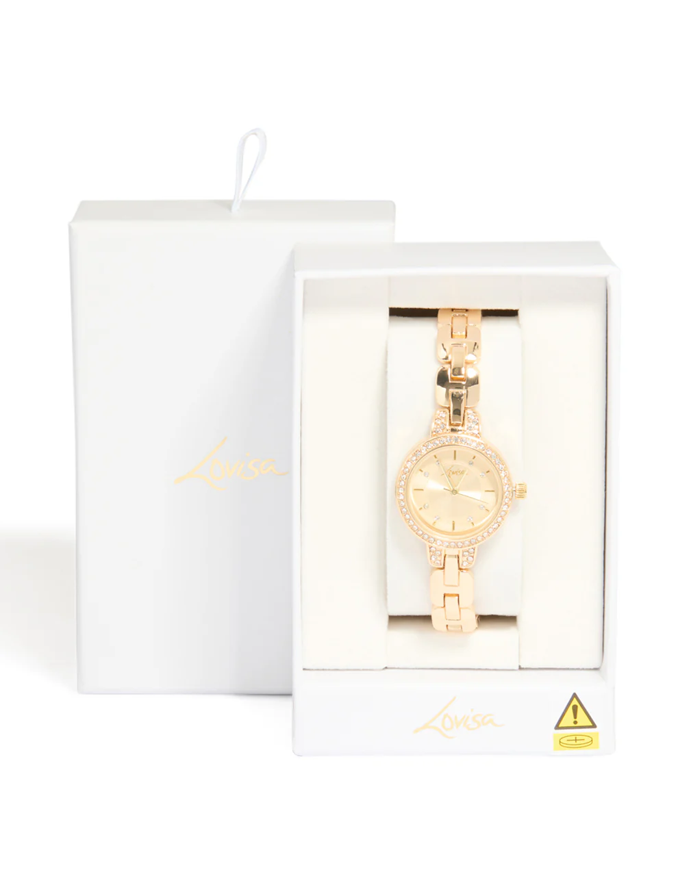 Gold Small Diamante Round Strap Watch