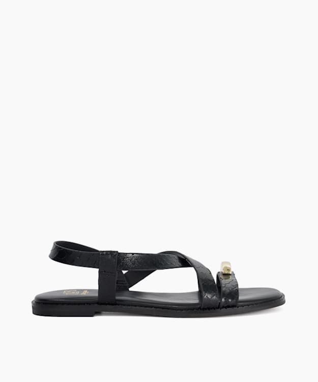 Lite Black - Flat Leather Sandals