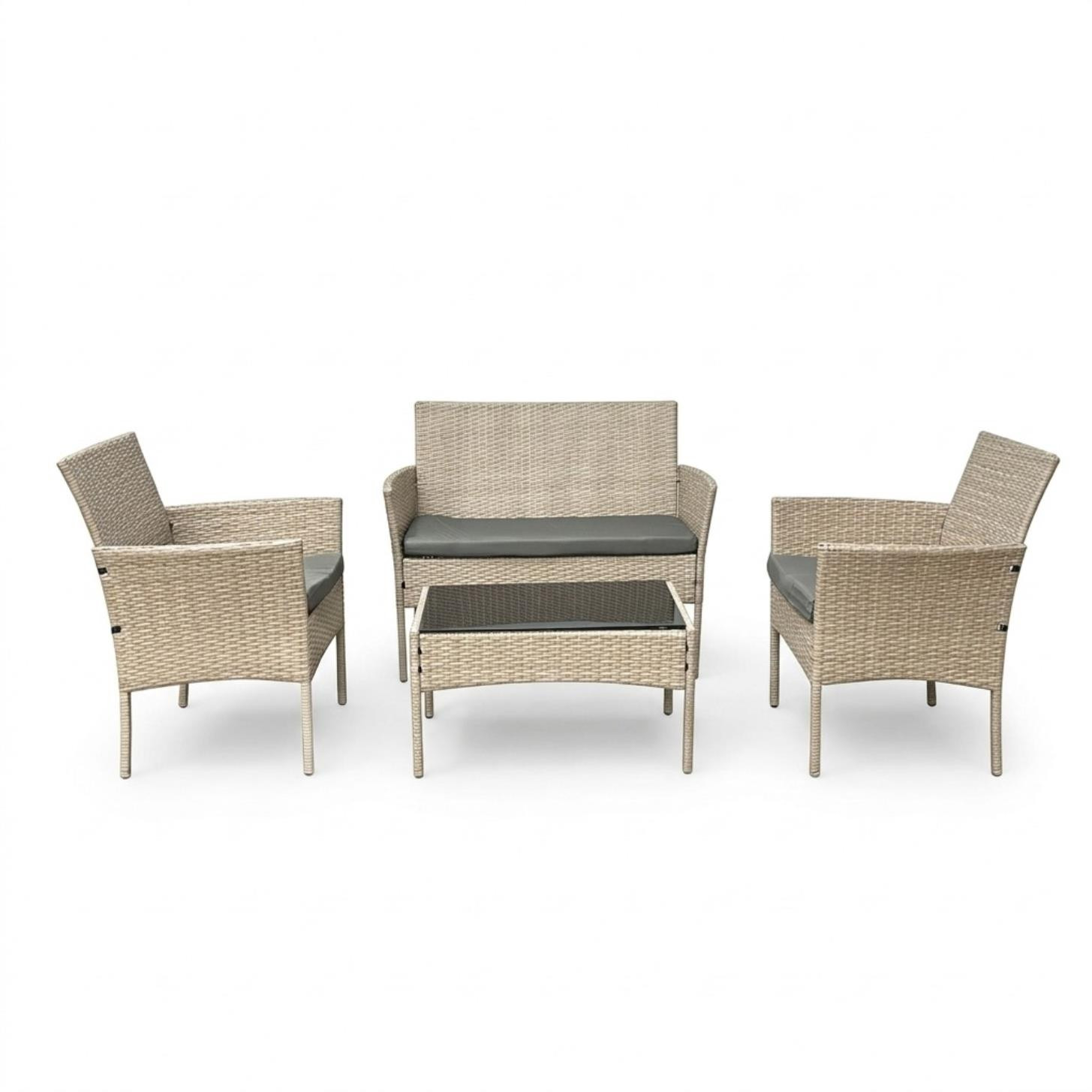 Zestaw mebli ogrodowych technorattan LUNGO sofa fotele stolik NATURALNY