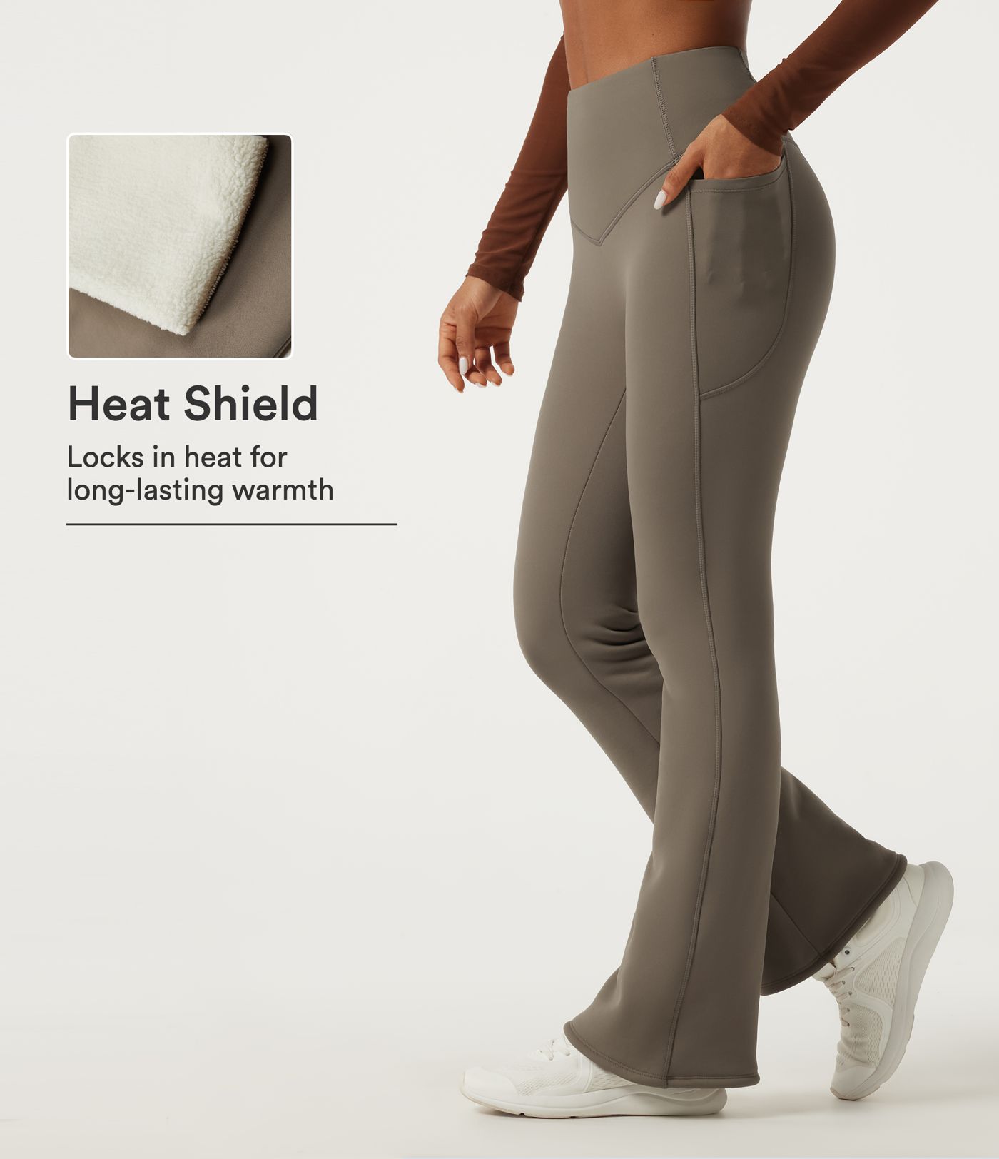 Legging de sport Halara UltraSculpt™ Extra Heat taille haute bootcut en polaire avec poches