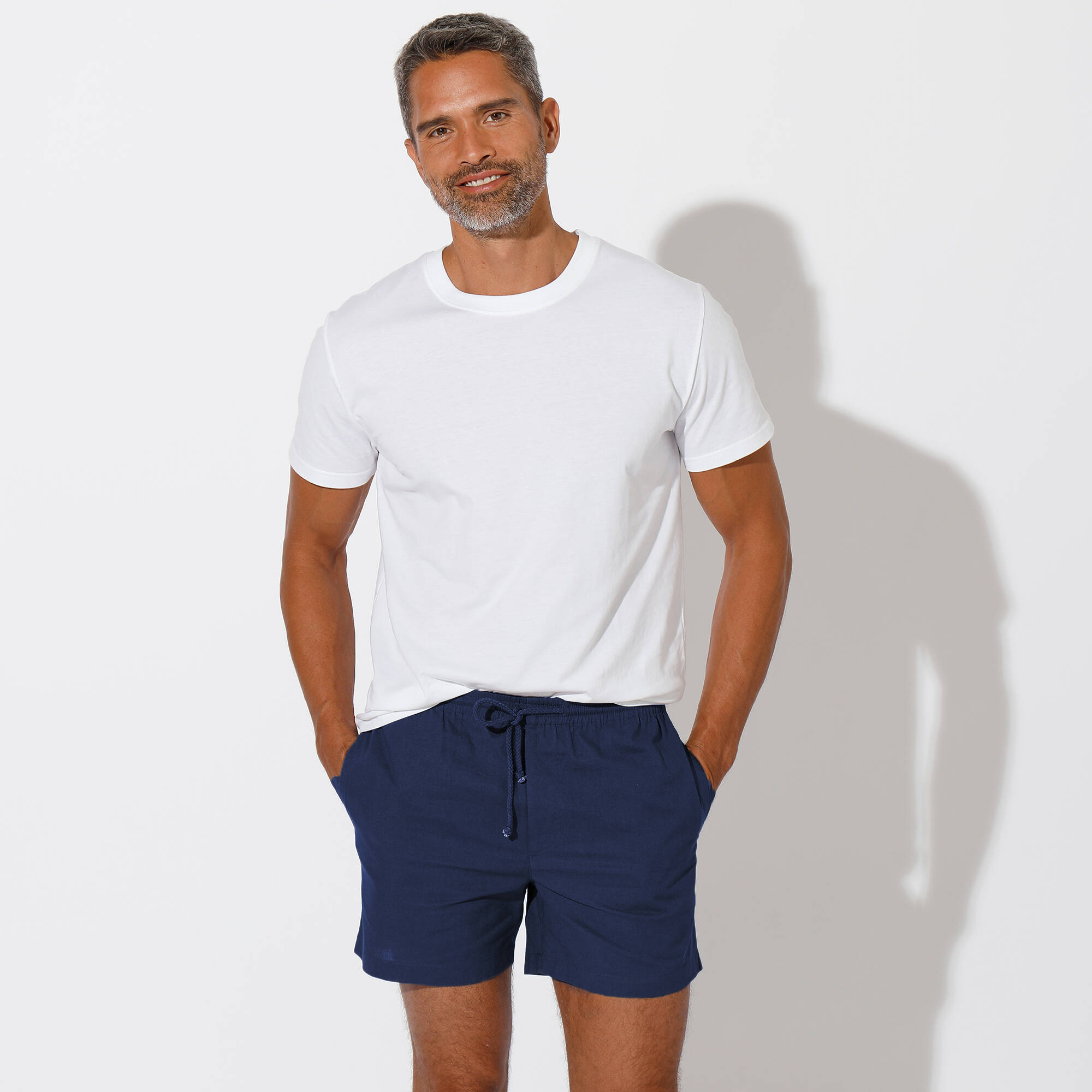Short toile ceinture élastiquée