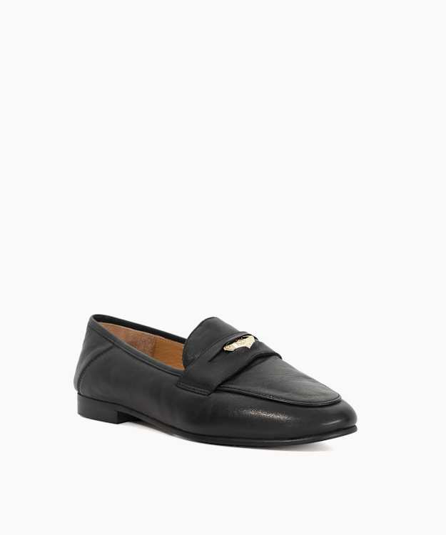 Greek Black - Coin Penny Trim Crush Back Loafers