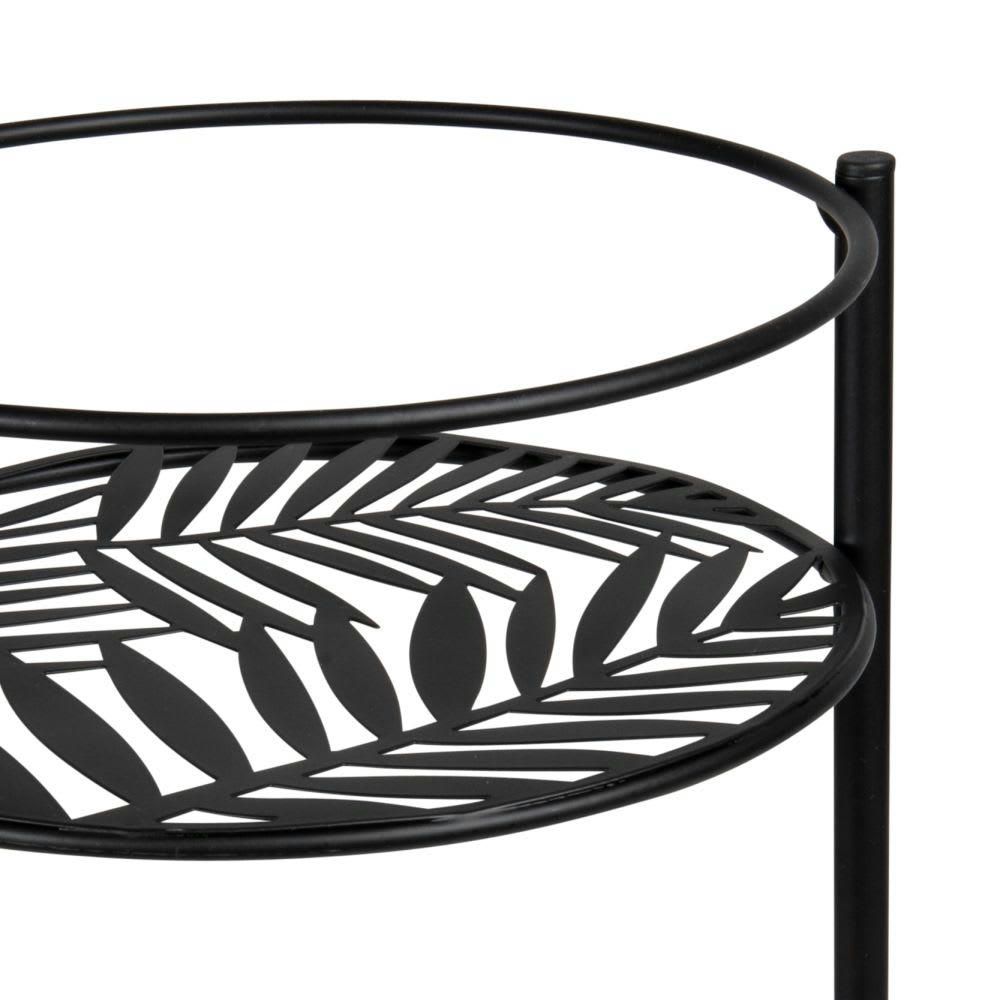 - Support pour jardinières en métal noir