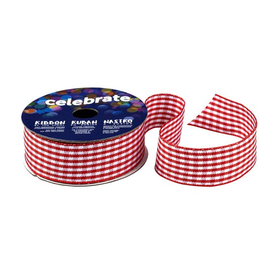 Red Gingham Ribbon 20mm x 4m