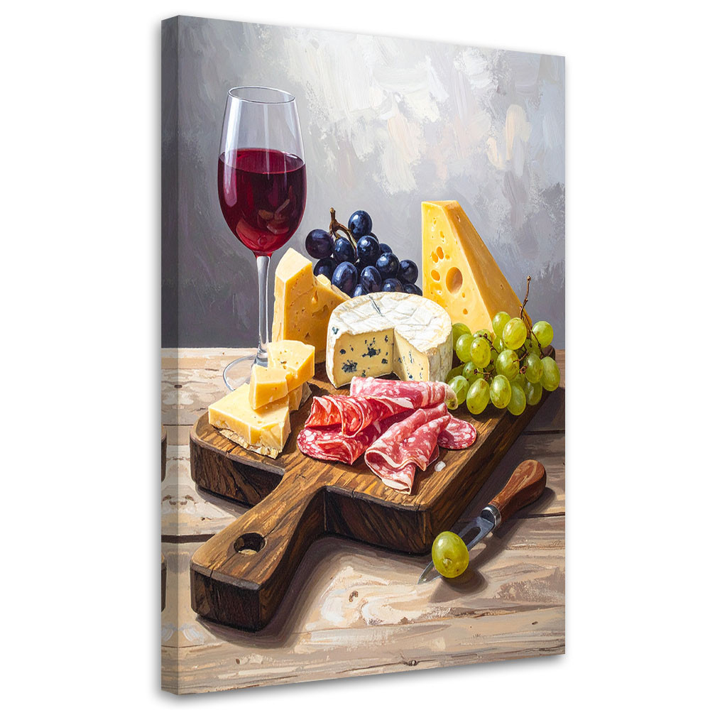 Obraz do kuchni jadalni restauracji, Deska wędlin serów winogron 20x30