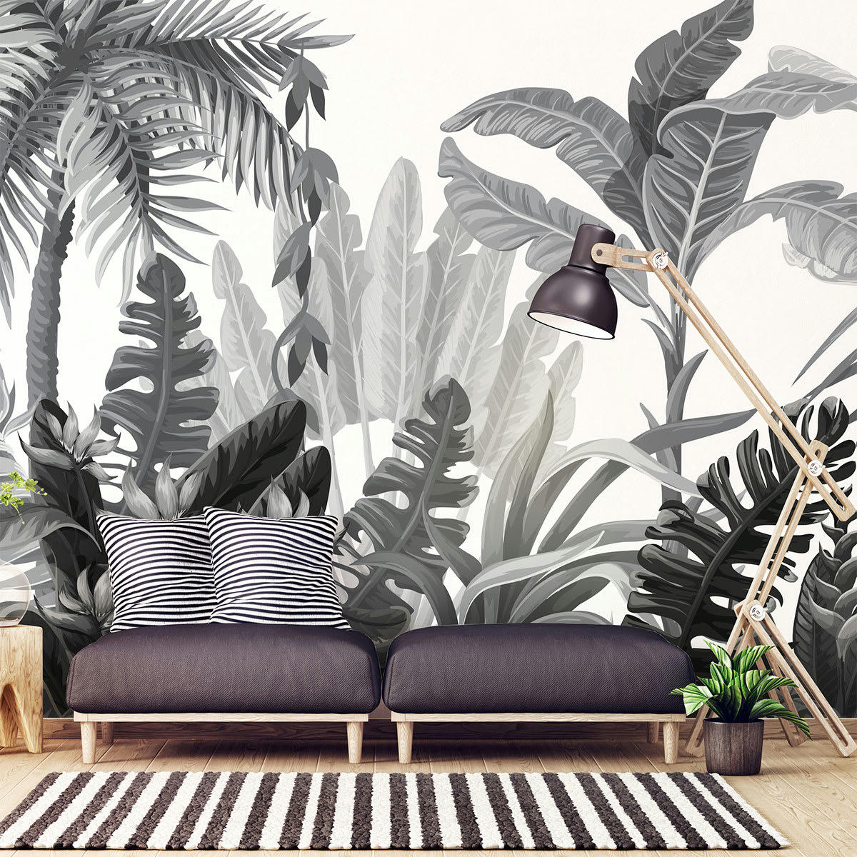 - Papier Peint jungle tropicale humide 250x240cm