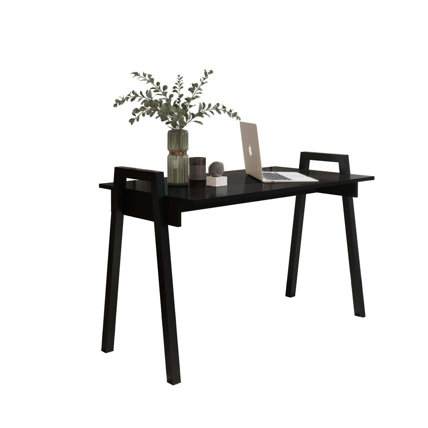 Czarne Biurko FRAME - Minimalistyczny Styl Loftowy z Metalowymi Nogami