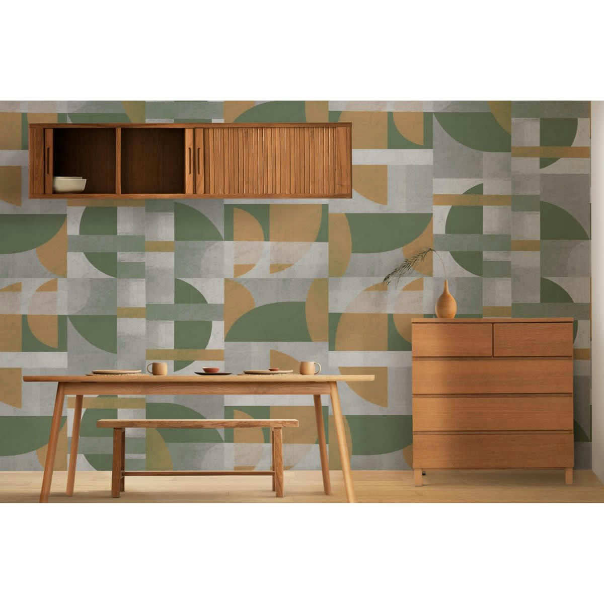 WALTER - Papier peint panoramique motif graphique Beige 432x280cm