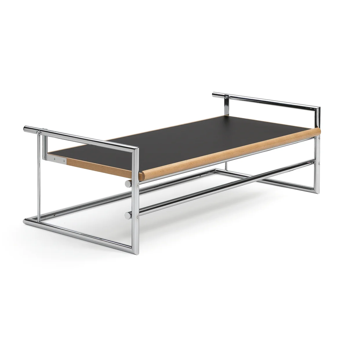 ClassiCon - Menton Beistelltisch, drehbar, Buche natur / Chrom / Linoleum schwarz / grau