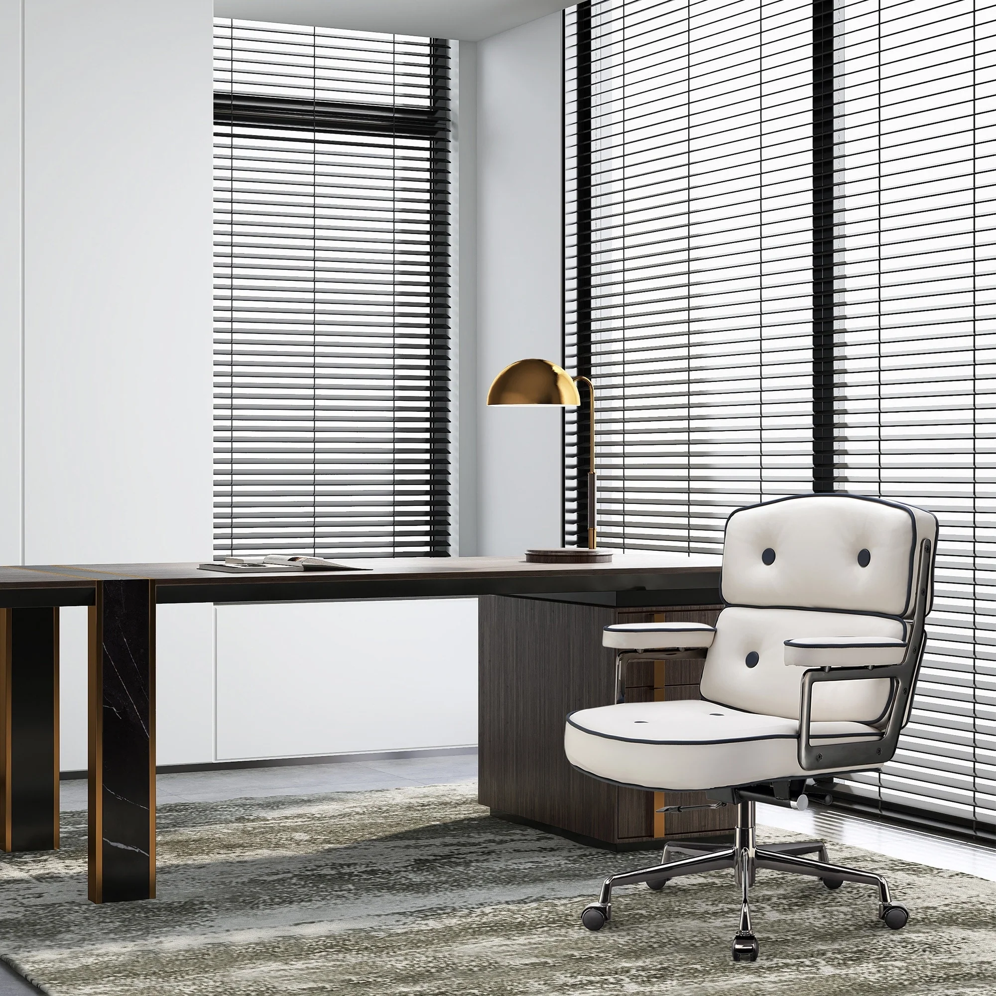 Lobby Chair with Lumbar Support Ergonomic Mid-Back Executive Chair