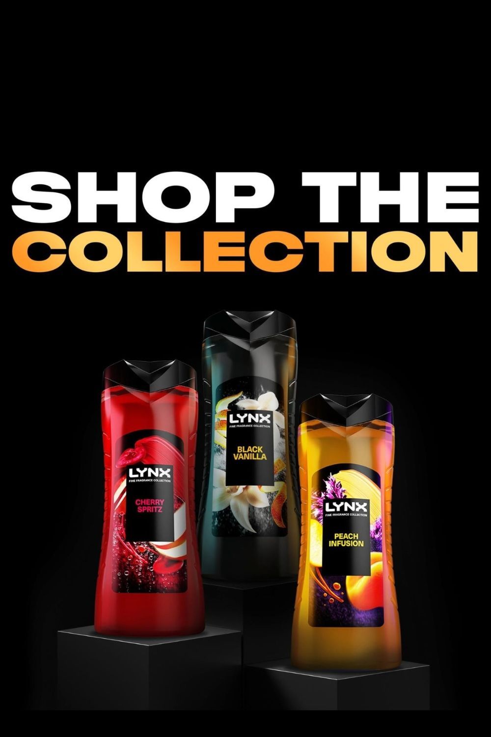 Lynx Black Vanilla Body Wash with 12H Freshness for Men, 400ml, 3 Pack