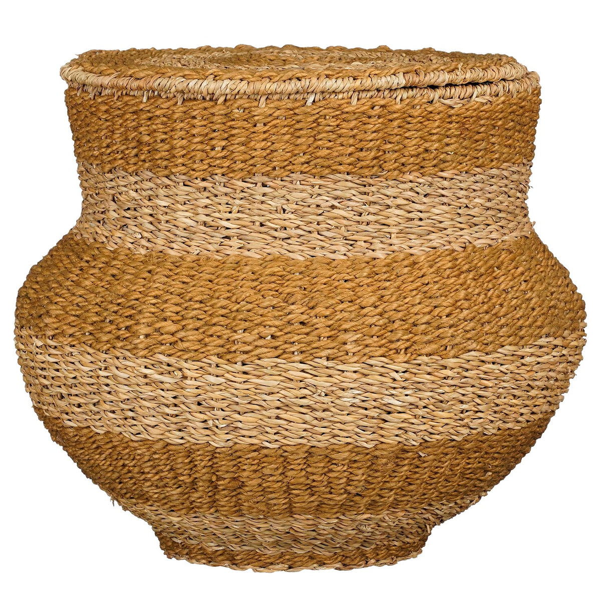 Mica Decorations Tacoma Opbergmand met Deksel - H48 x Ø55 cm - Jute - Geel