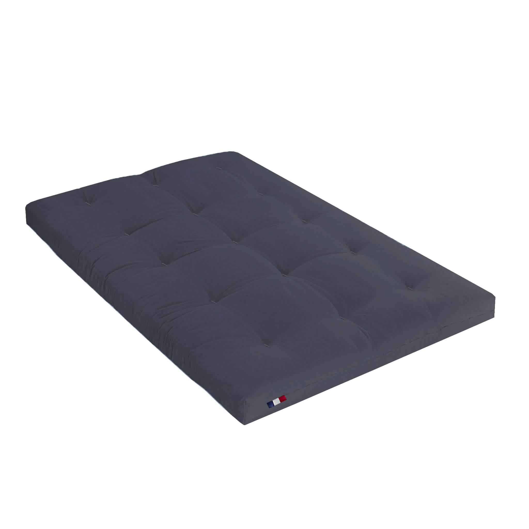 - Futon coton + mousse mémoire anti-taches anthracite 160x200