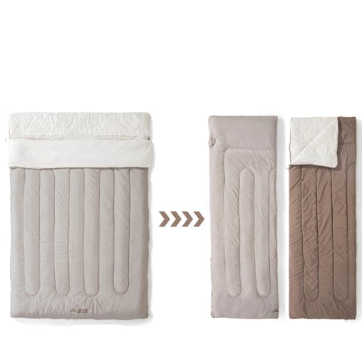 NNEOBA 2-Person Camping Portable Detachable Double Sleeping Bag Grey