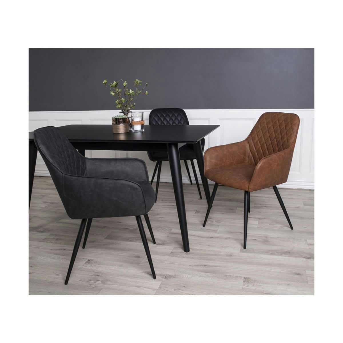 COLGA - Chaise design en simili cuir gris foncé