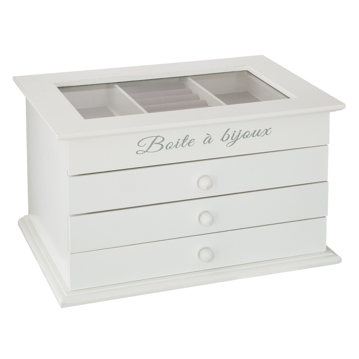 Caixa de joias com 3 gavetas KRISTIN branca 25cm