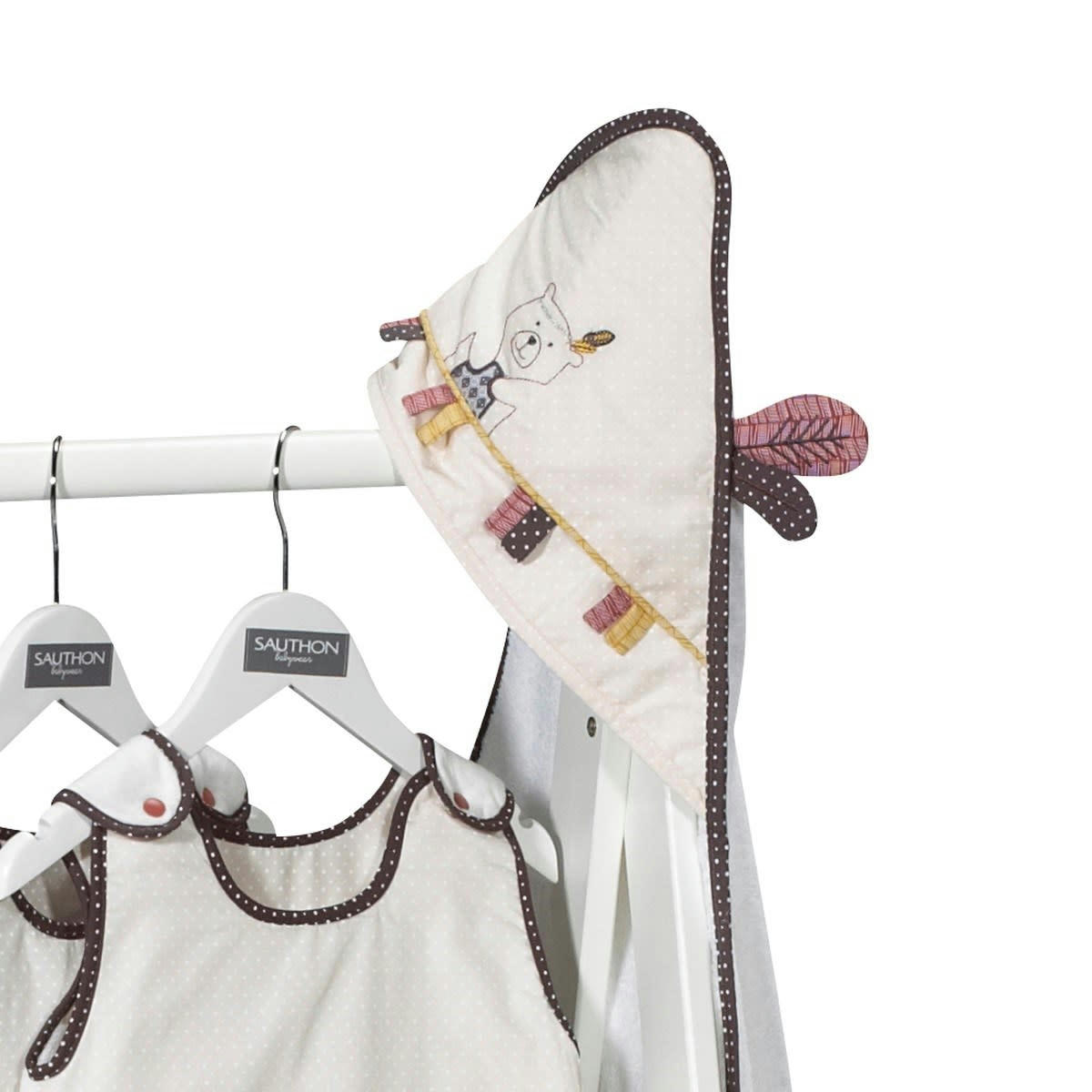 TIMOUKI - Sortie de bain 75x75cm et son gant en coton  beige