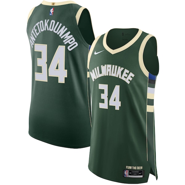 Giannis Antetokounmpo Milwaukee Bucks Nike Authentic Jersey - Association Edition - Hunter Green