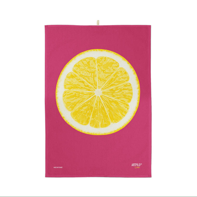 - Torchon citron coton rose