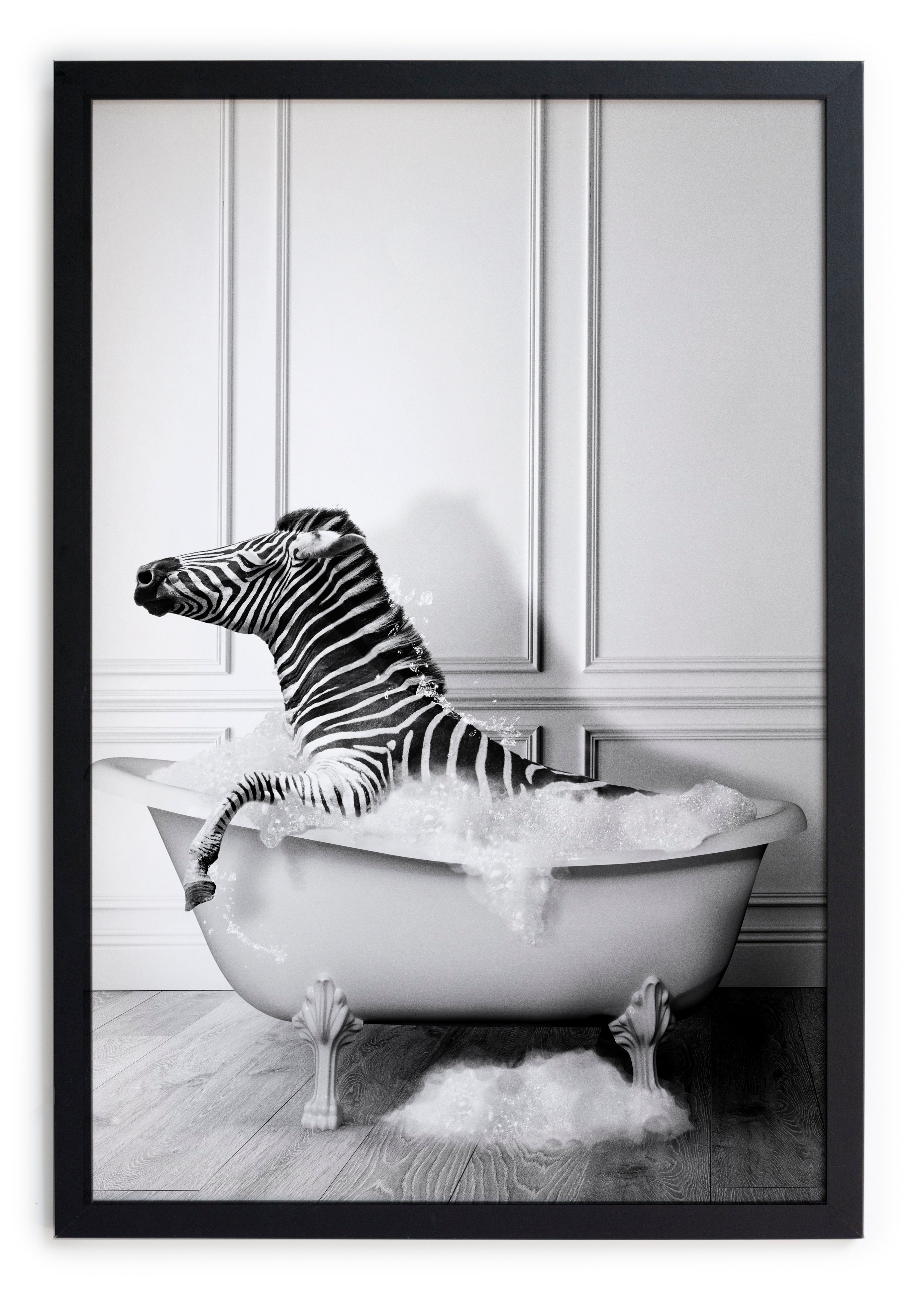 Zwarte lijst met kader 40x30 zebra bad