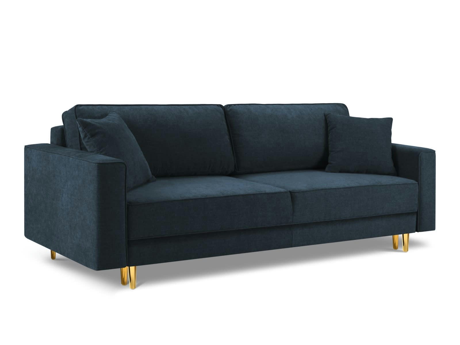 DUNAS - Canapé convertible 3 places en tissu structuré bleu foncé