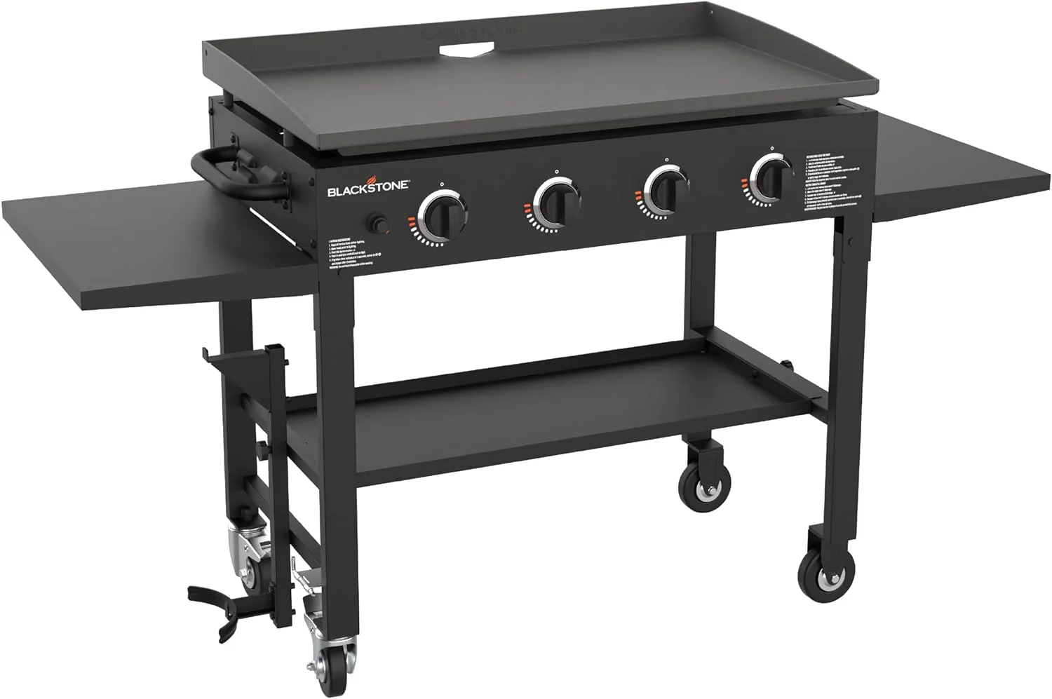 36 Gas Griddle Cooking Station 4 Burner Flat Top Gas Grill Propane Fueled Restaurant Grade Professional 36 Outdoor Griddle Station with Side Stands (1554)(Griddle)