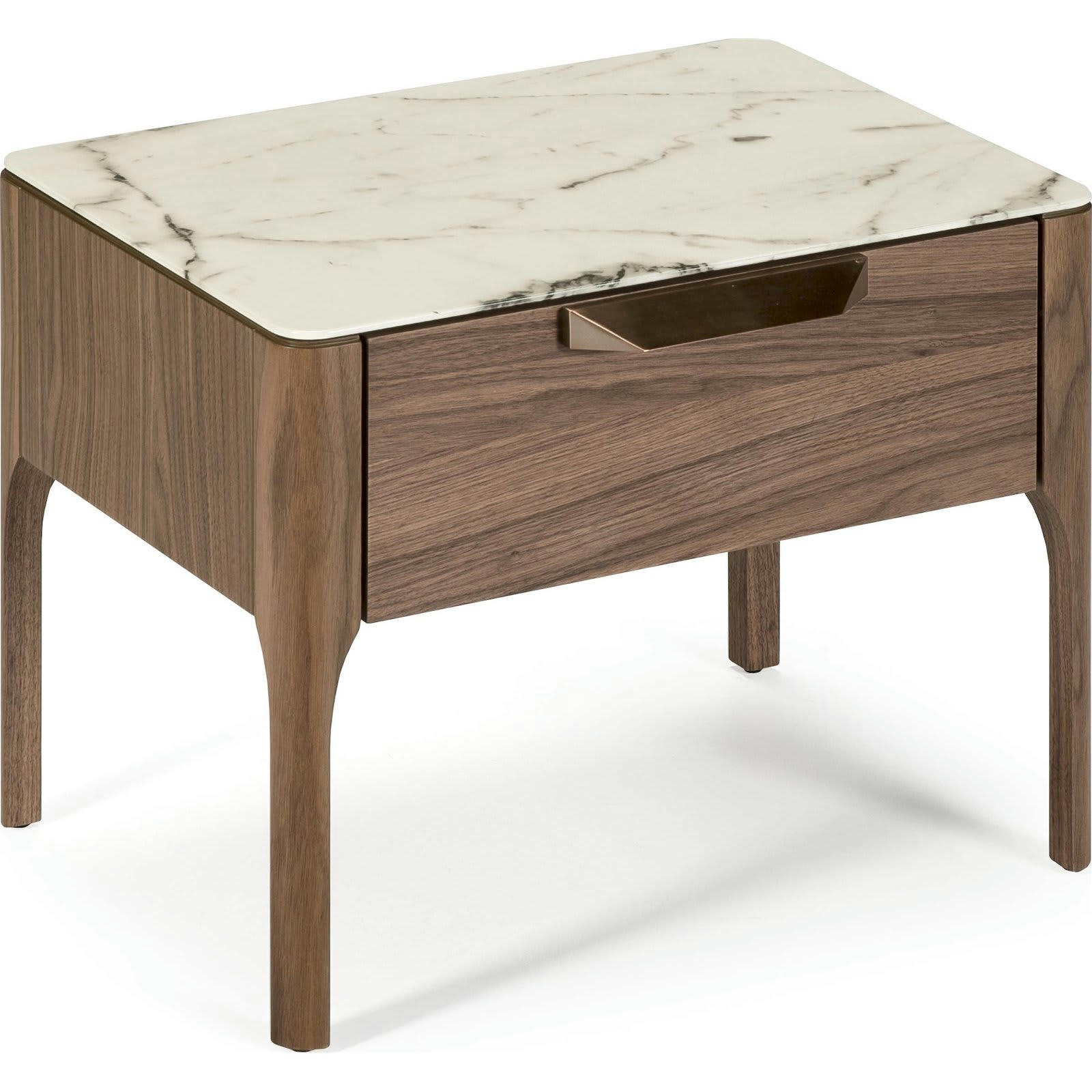 - Table chevet Marbre Bois foncé