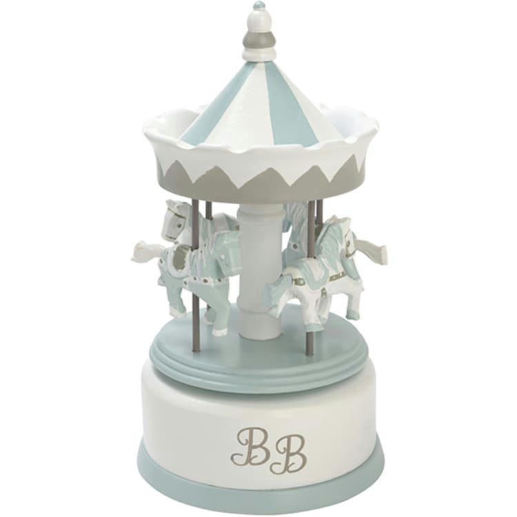 - Carrousel manège musical bois pour enfant bleu