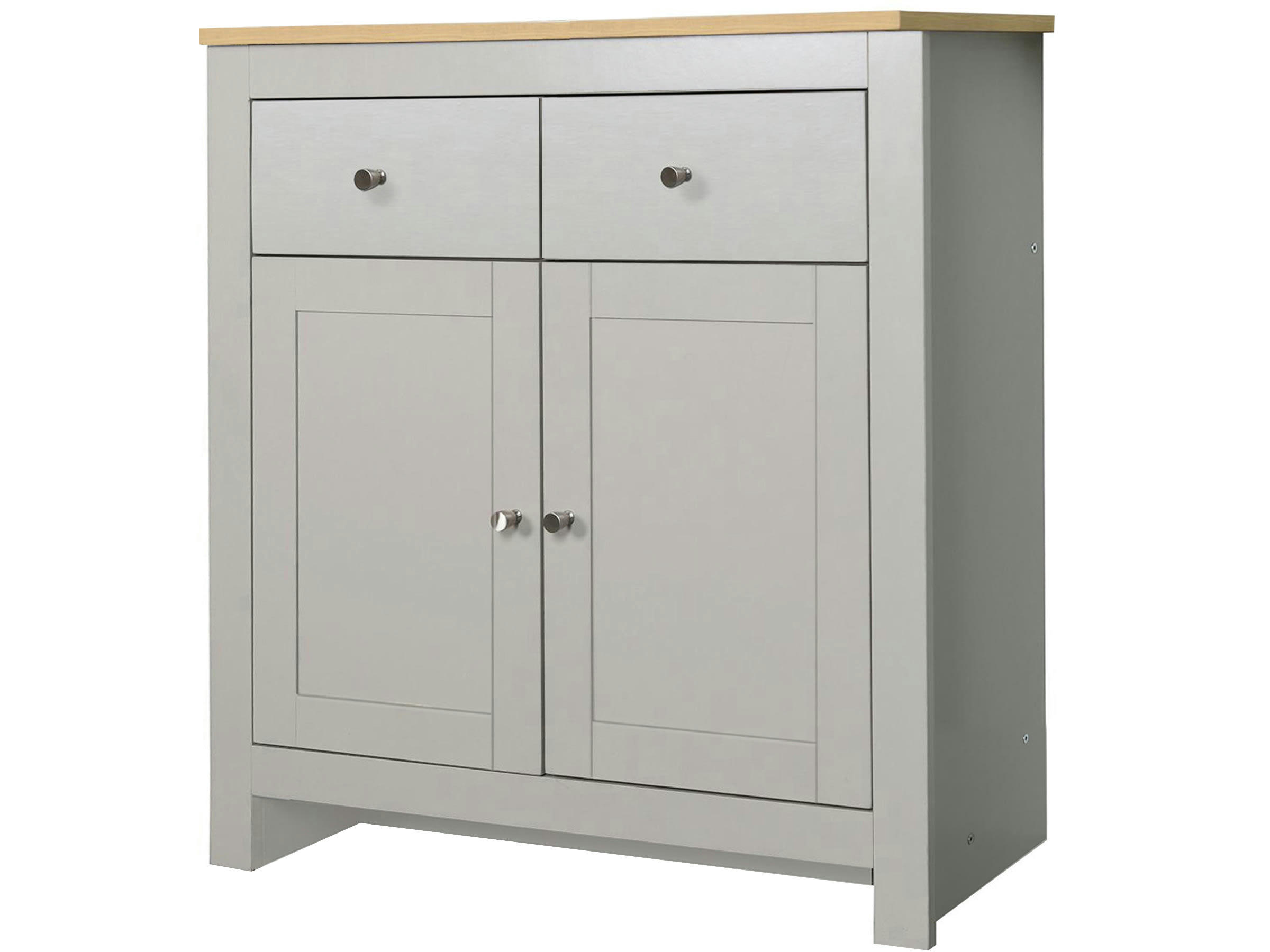 EMERALD - Buffet avec 2 portes et 2 tiroirs en MDF chêne et gris