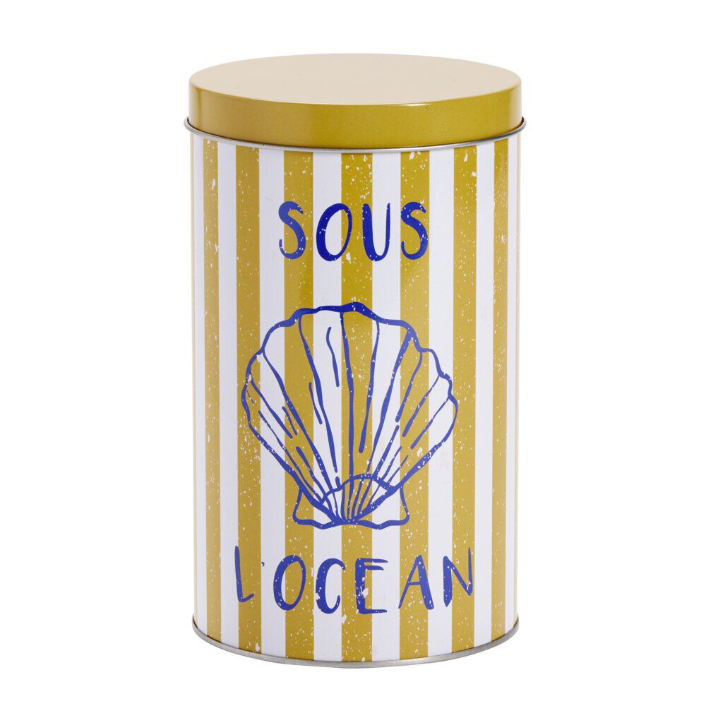 BoÎte en métal 1,8L ronde décor marin Ø11xH18,5cm (3 modèles)