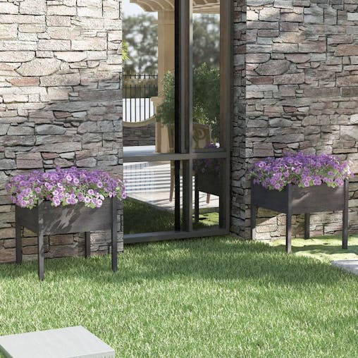 NNEVL Garden Planters 2 pcs Grey 70x70x70 cm Solid Pinewood