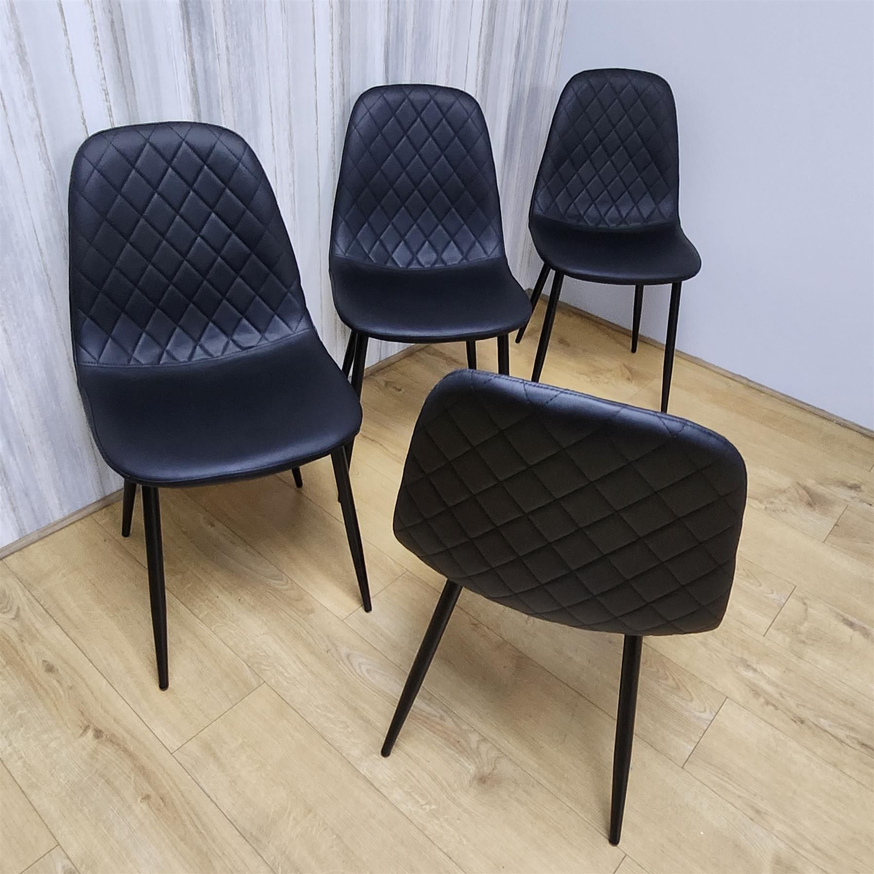 KOSY KOALA Dining Chairs Set of 4 Black Leather Kitchen Chairs