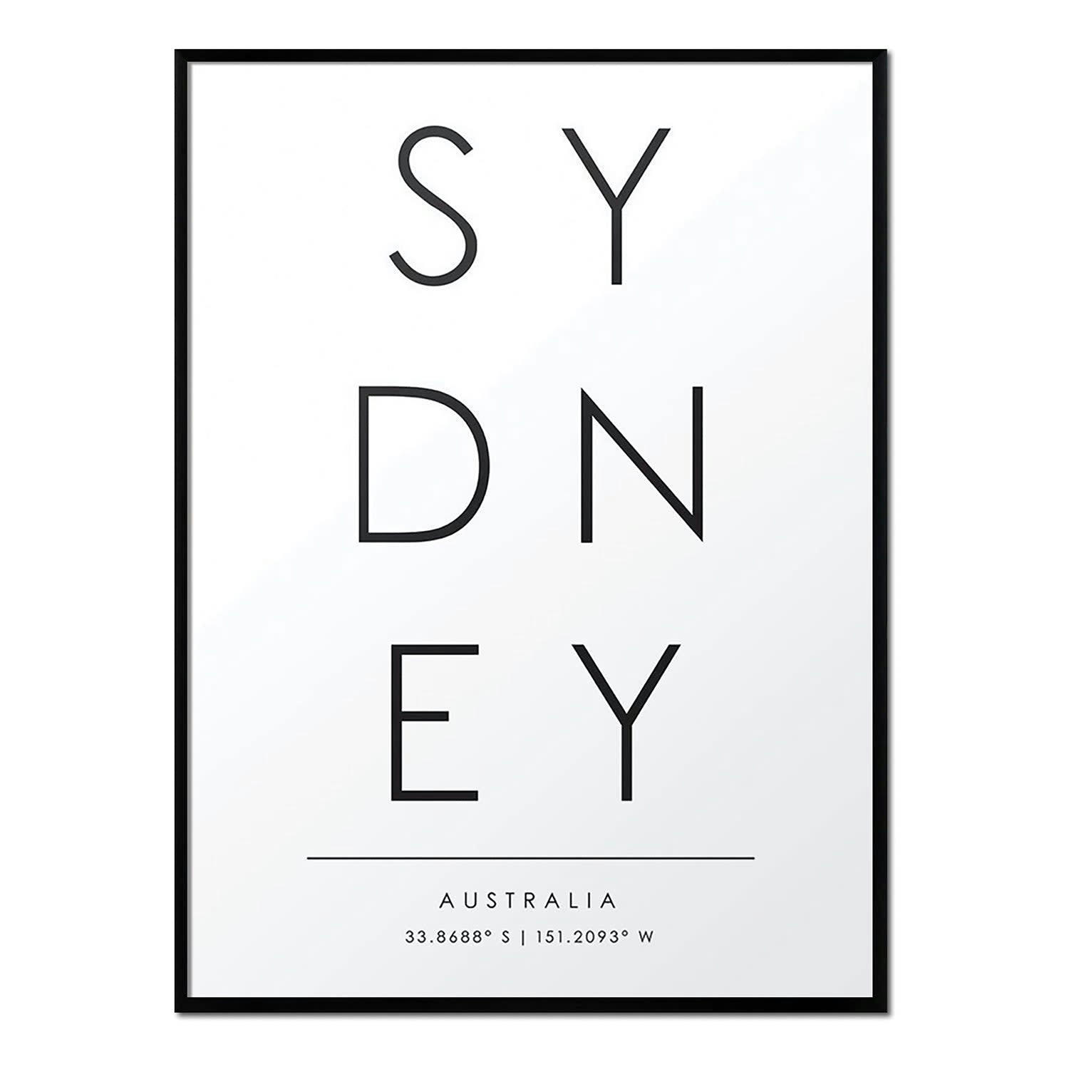 CIUDADES - Affiche avec cadre noir - Sydney - 30x40