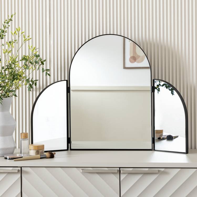Habitat Black Folding Arch Dressing Table Mirror - 70x50cm