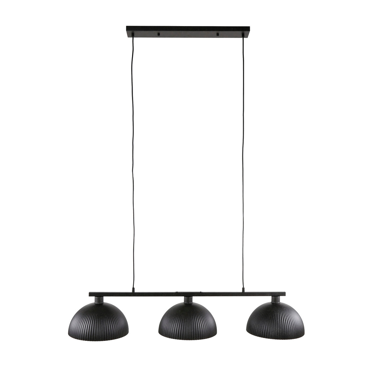 Giga Meubel Hanglamp Kap-Ribbel - Zwart Metaal - 3-Lichts - 120x30x150cm